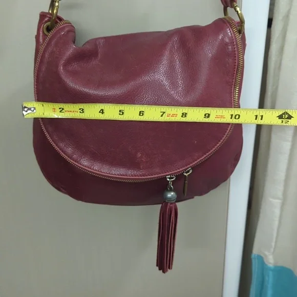 Leather Shoulder Bag Mahogany Color - Picture 7 of 8